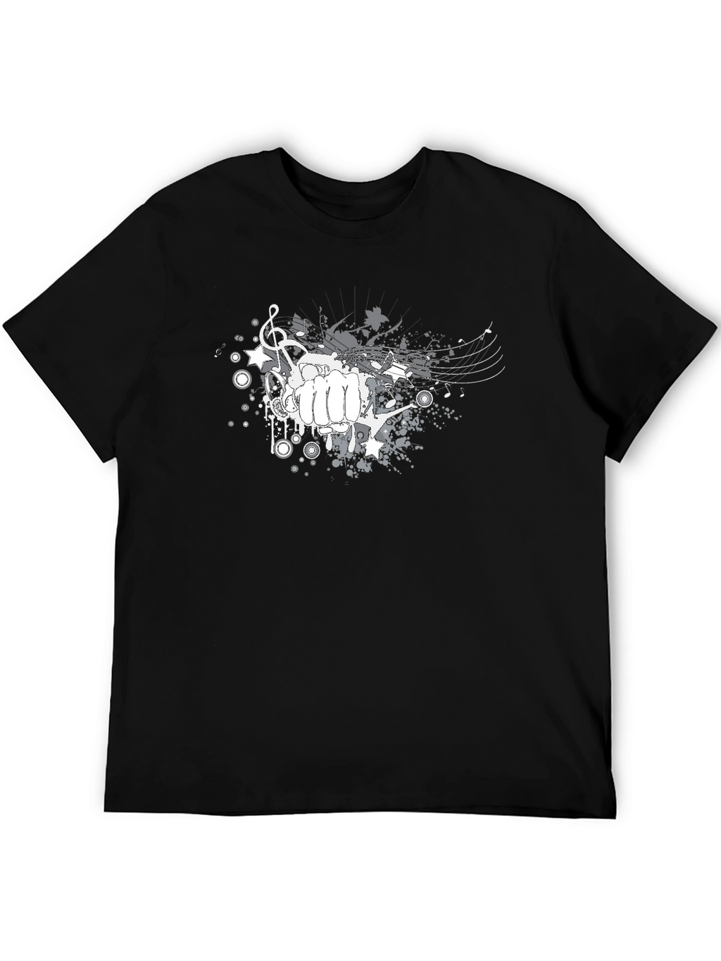 Abstract Fist Music Graphic Tee - Casual Comfort