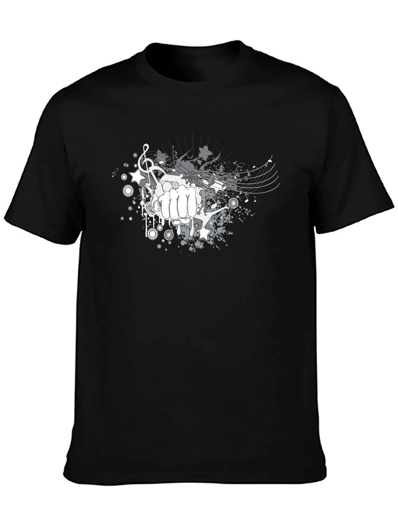 Abstract Fist Music Graphic Tee - Casual Comfort