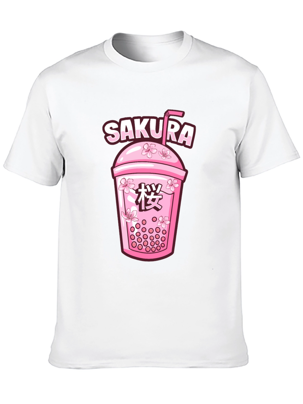 Sakura Boba Tea Graphic Tee - Unisex Black T-Shirt