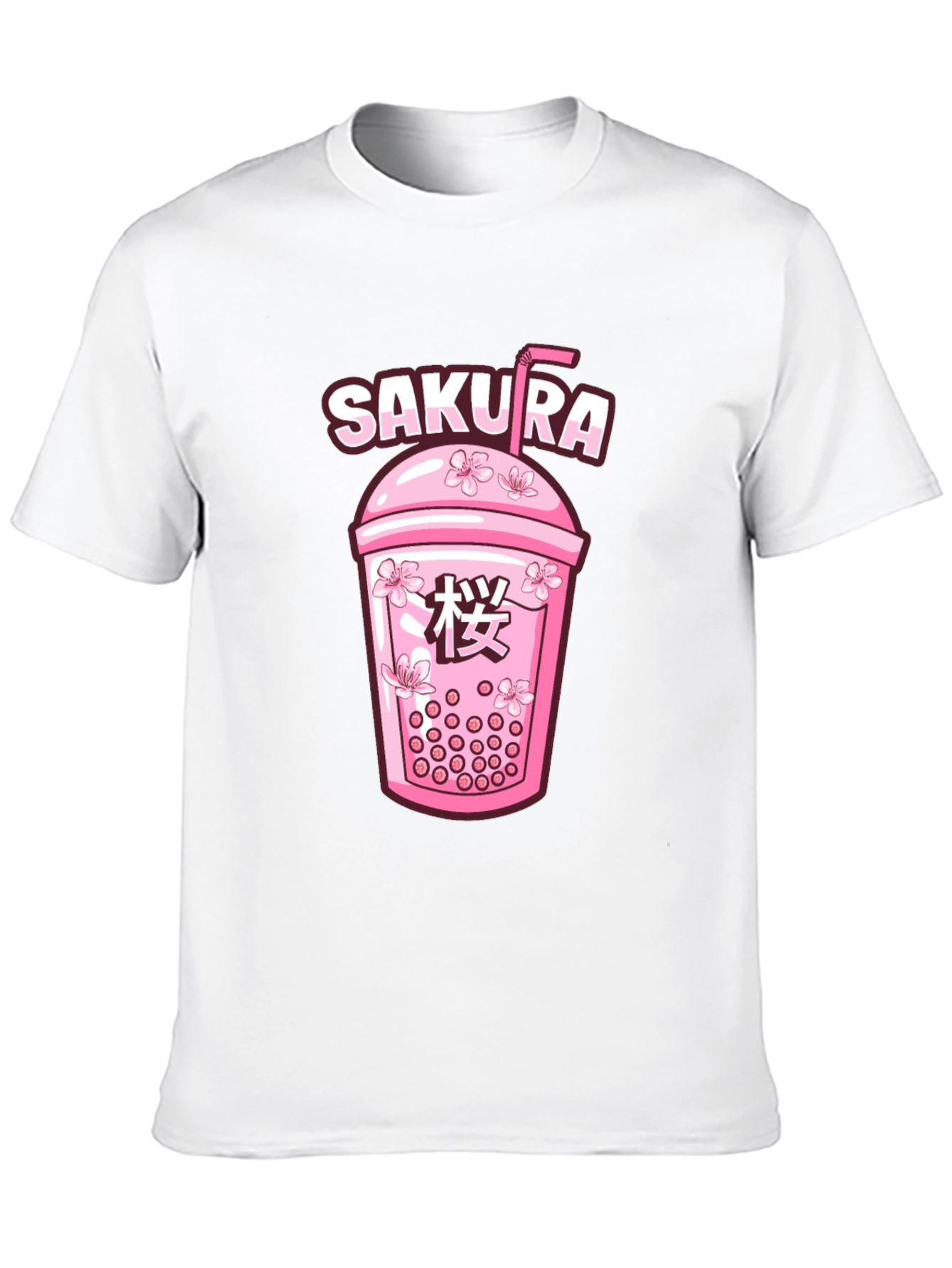 Sakura Boba Tea Graphic Tee - Unisex Black T-Shirt