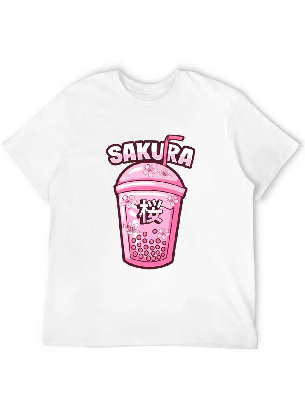 Sakura Boba Tea Graphic Tee - Unisex Black T-Shirt