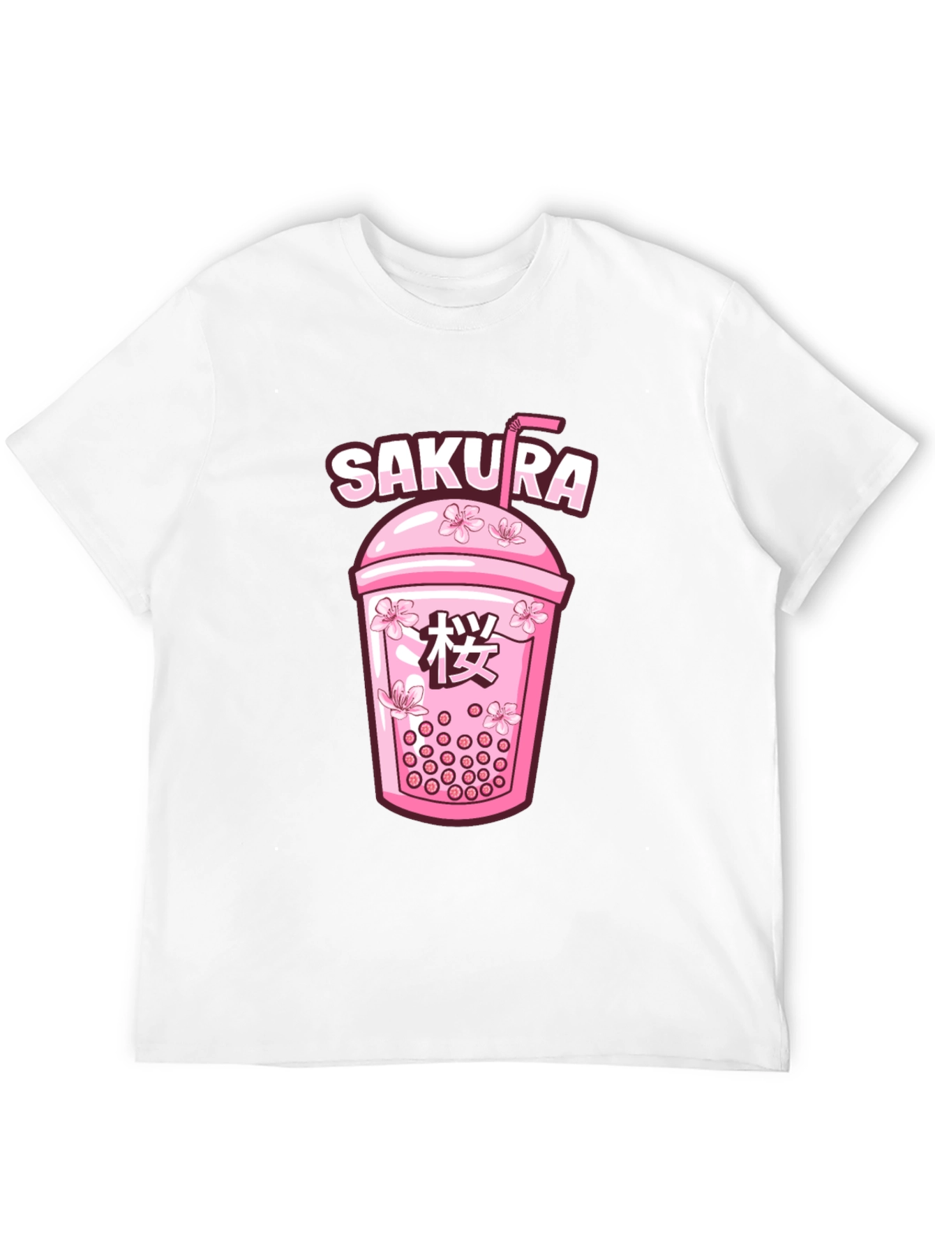 Sakura Boba Tea Graphic Tee - Unisex Black T-Shirt