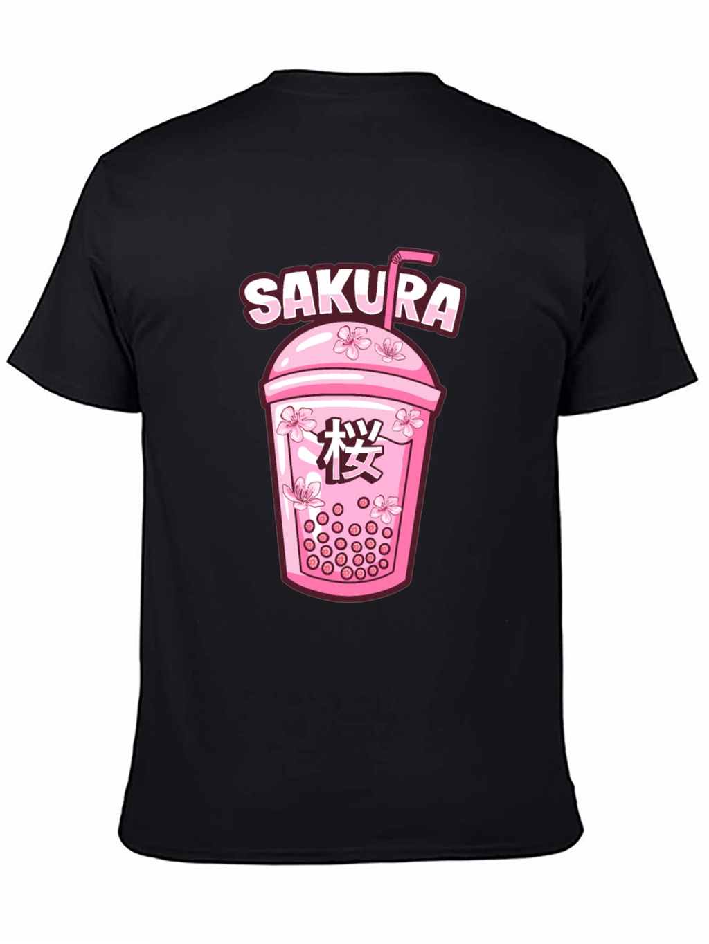 Sakura Boba Tea Graphic Tee - Unisex Black T-Shirt
