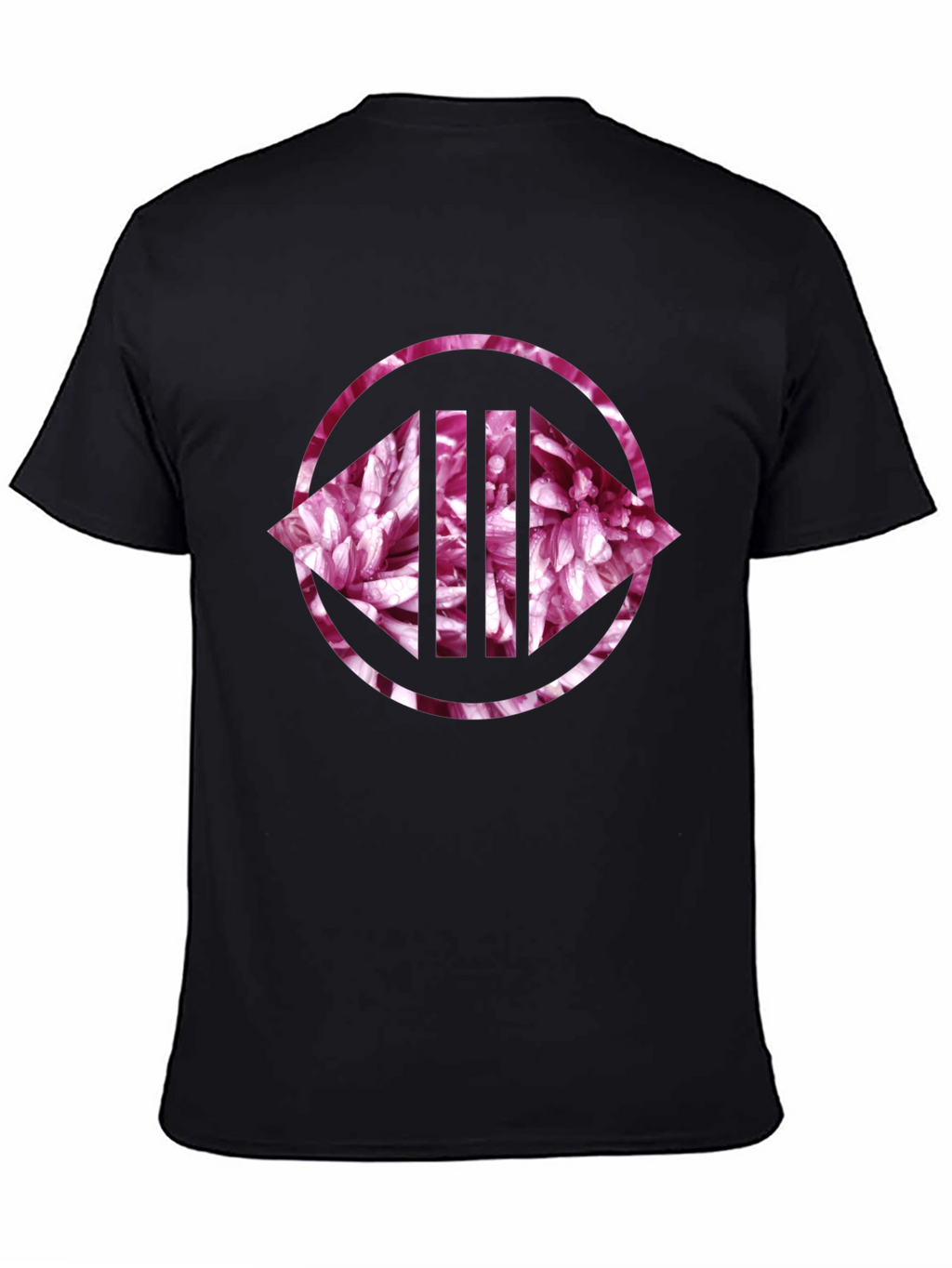 Floral Circle Graphic Print Black Tee