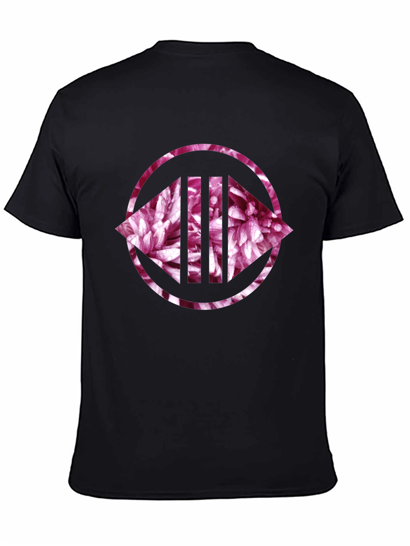 Floral Circle Graphic Print Black Tee