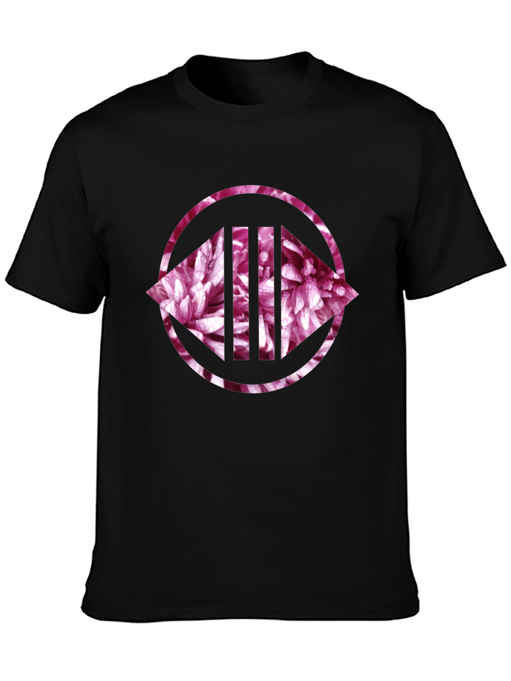 Floral Circle Graphic Print Black Tee