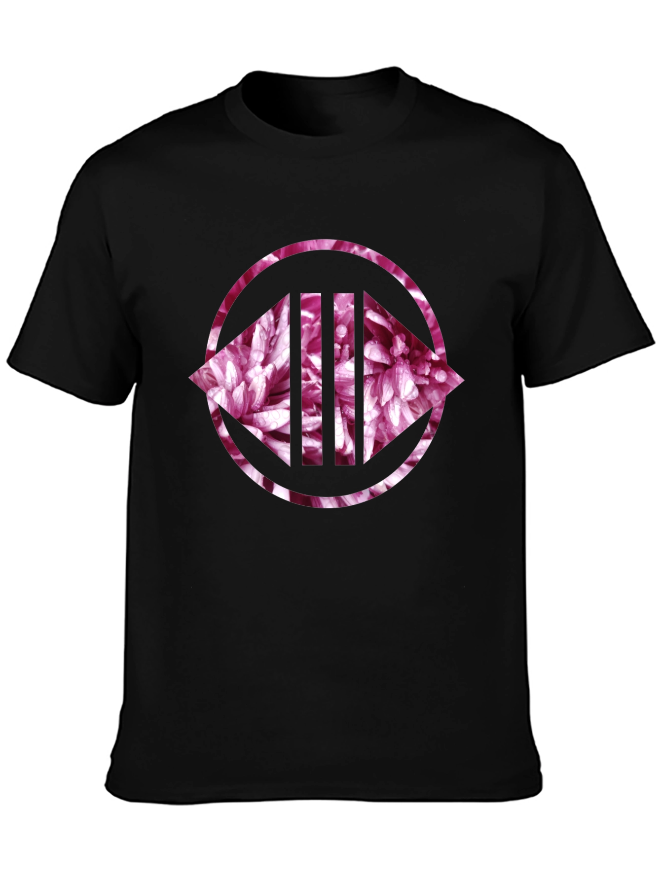 Floral Circle Graphic Print Black Tee