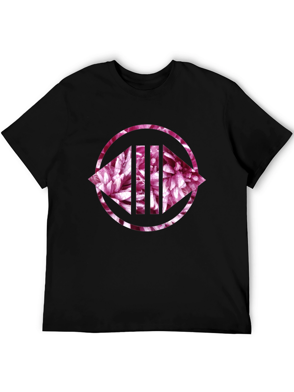 Floral Circle Graphic Print Black Tee