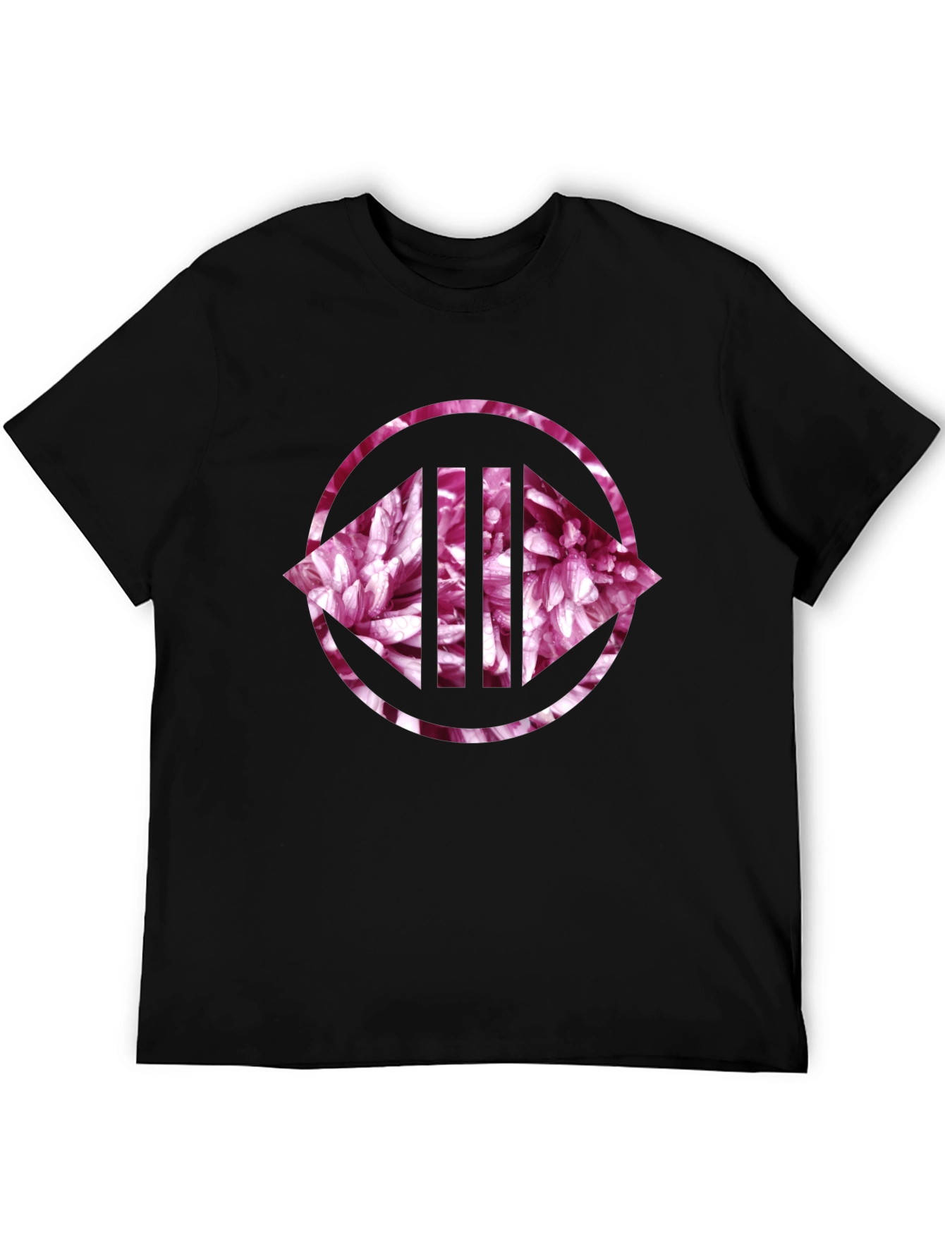 Floral Circle Graphic Print Black Tee