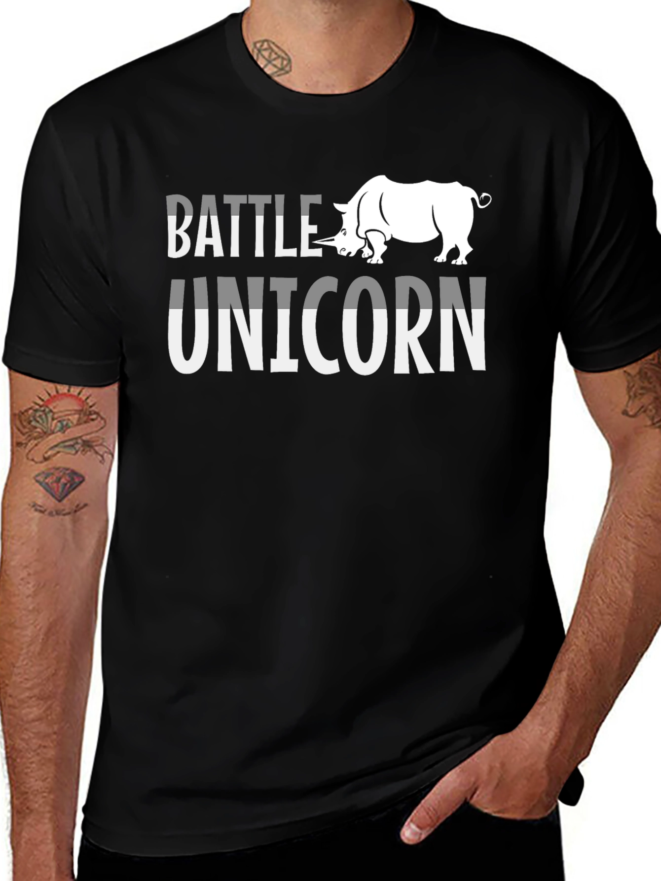 Battle Unicorn T-Shirt - Rhino Graphic Tee