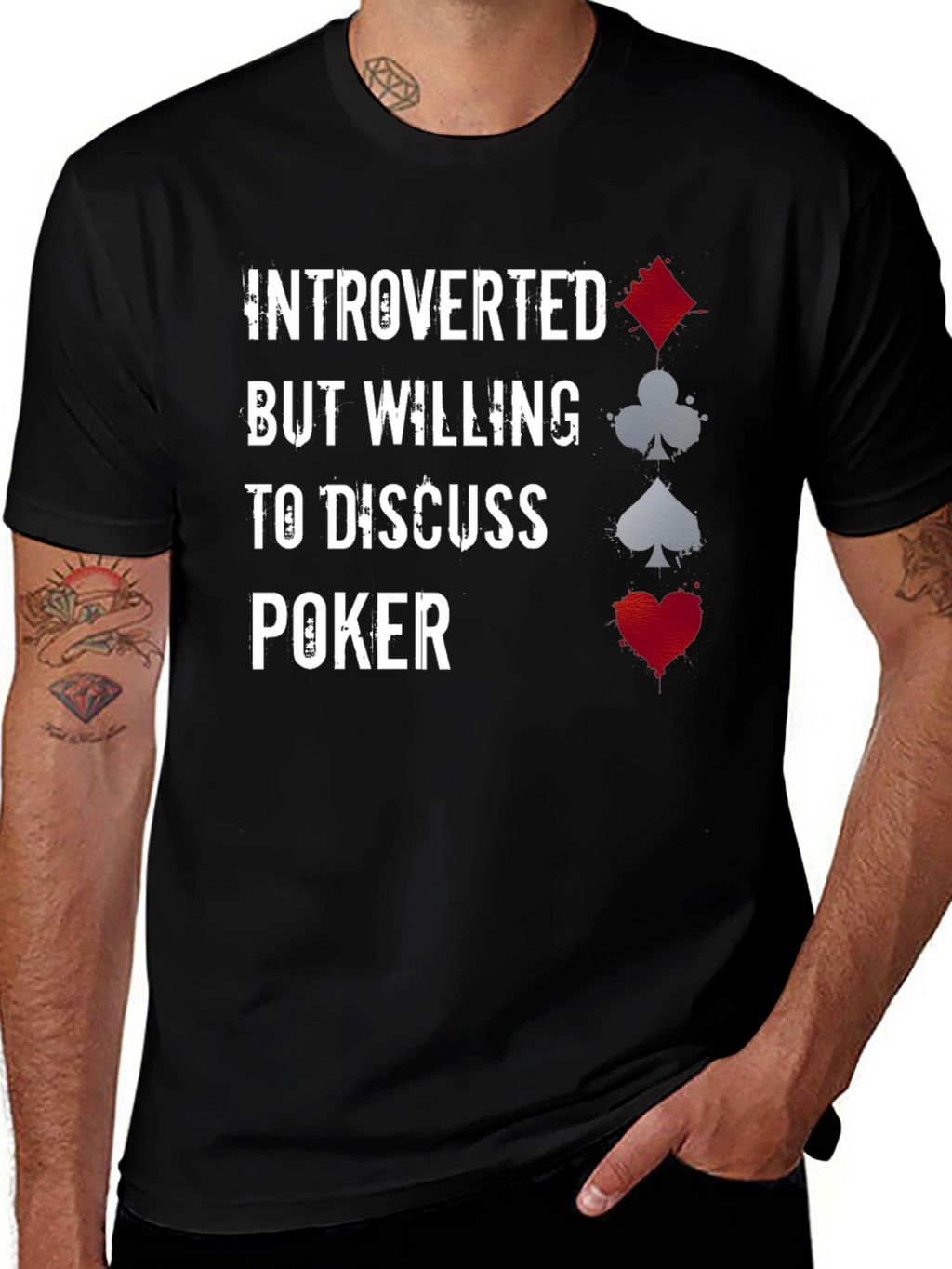 Introverted Poker Player Graphic T-Shirt