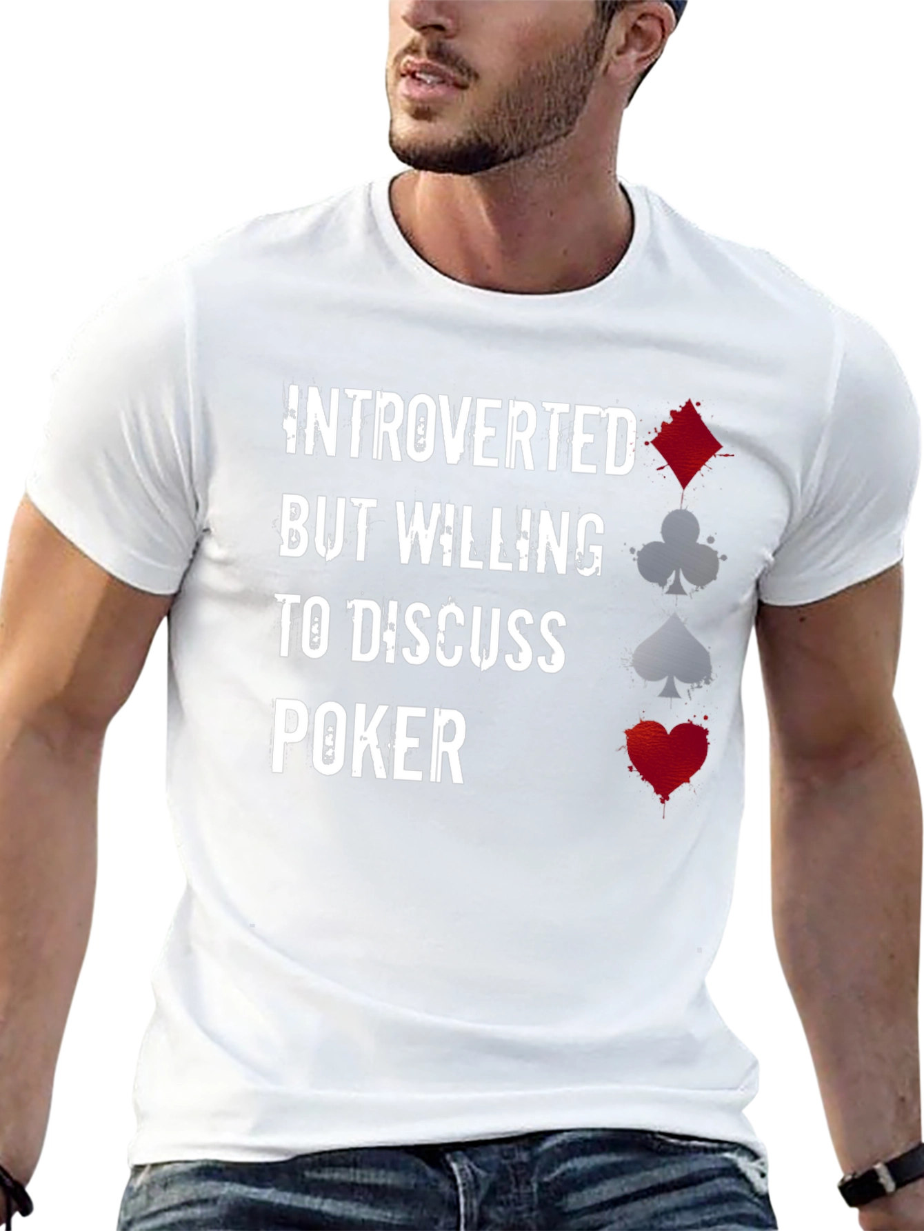 Introverted Poker Player Graphic T-Shirt