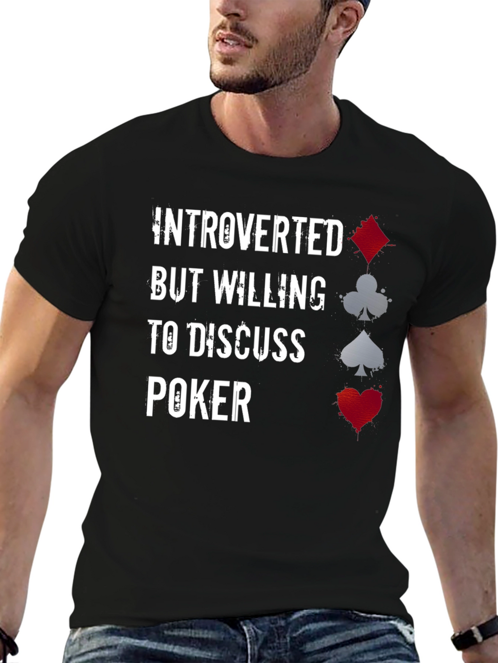 Introverted Poker Player Graphic T-Shirt