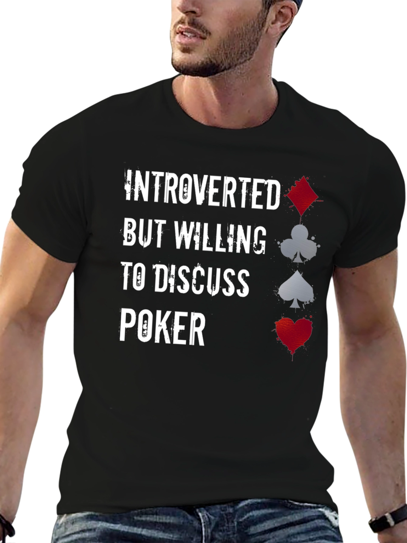 Introverted Poker Player Graphic T-Shirt