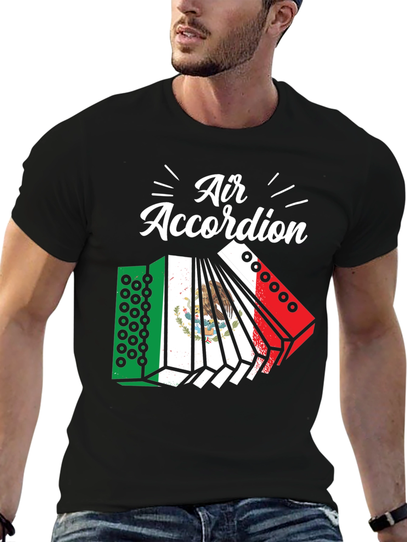 Air Accordion Tee - Black Novelty Graphic T-Shirt