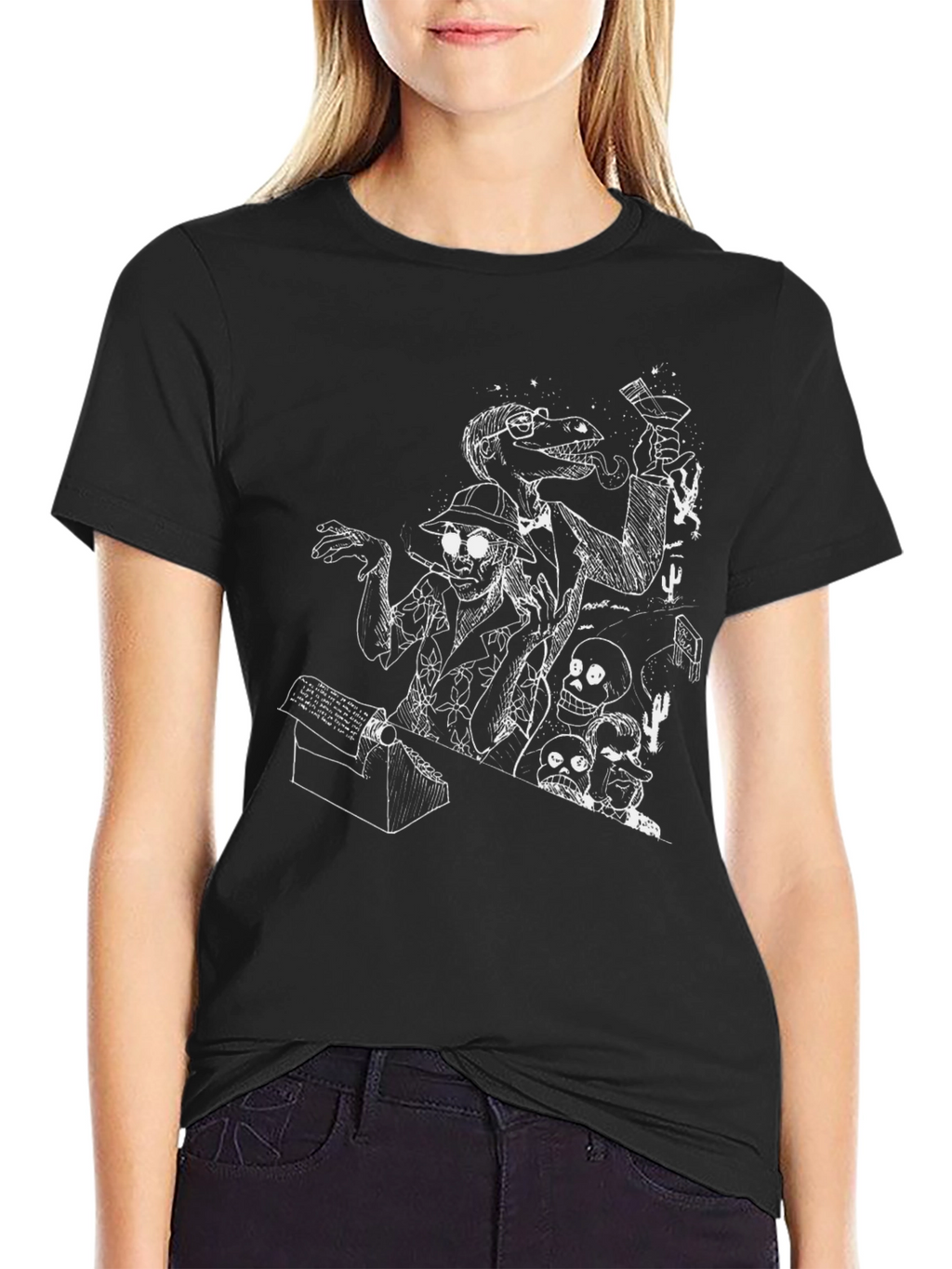Edgy Black T-Shirt with Unique Graphic Print