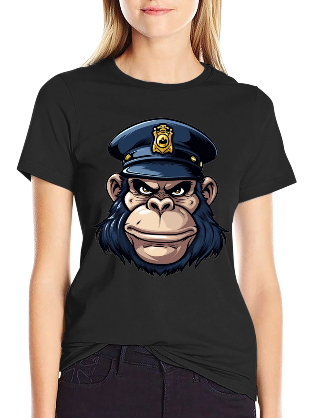 Monkey Police Cartoon Graphic T-Shirt