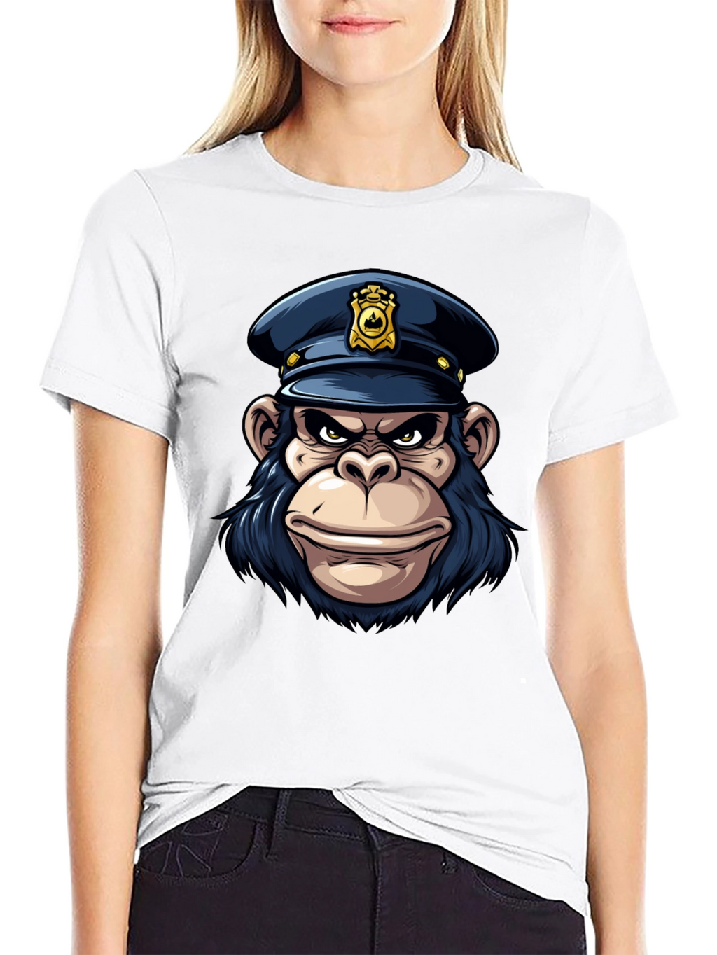Monkey Police Cartoon Graphic T-Shirt