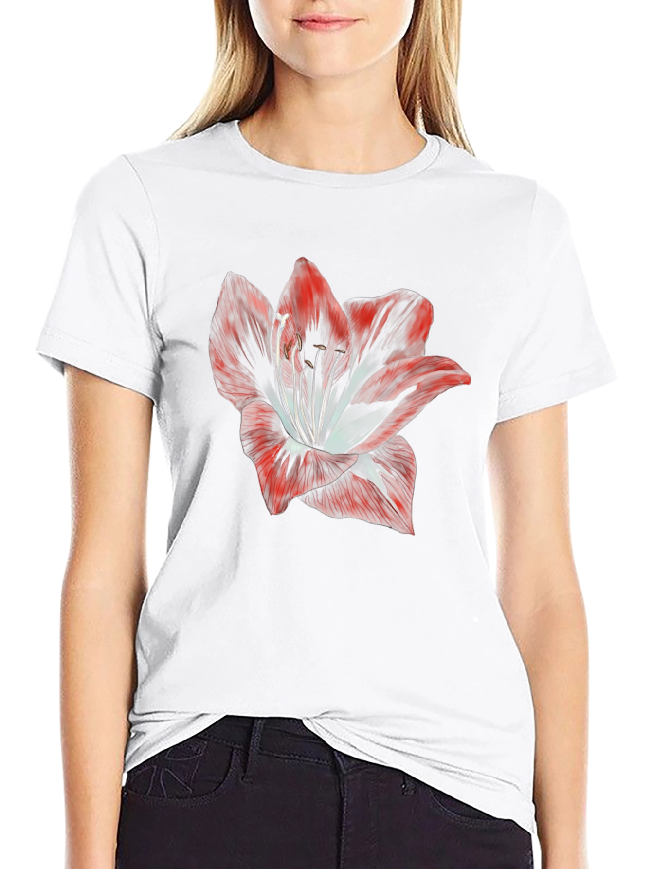 Floral Graphic Print Crew Neck T-Shirt
