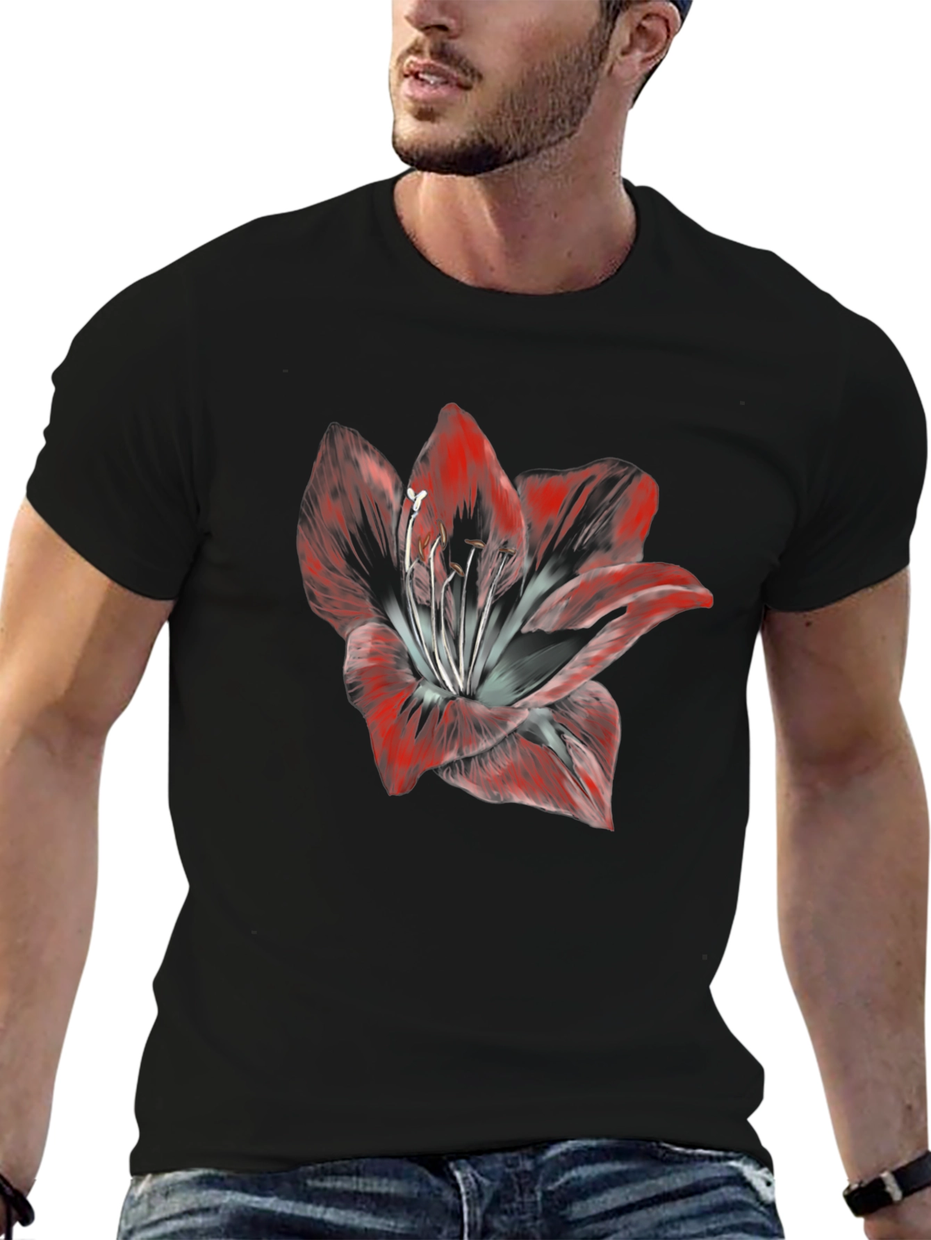 Floral Graphic Print Crew Neck T-Shirt
