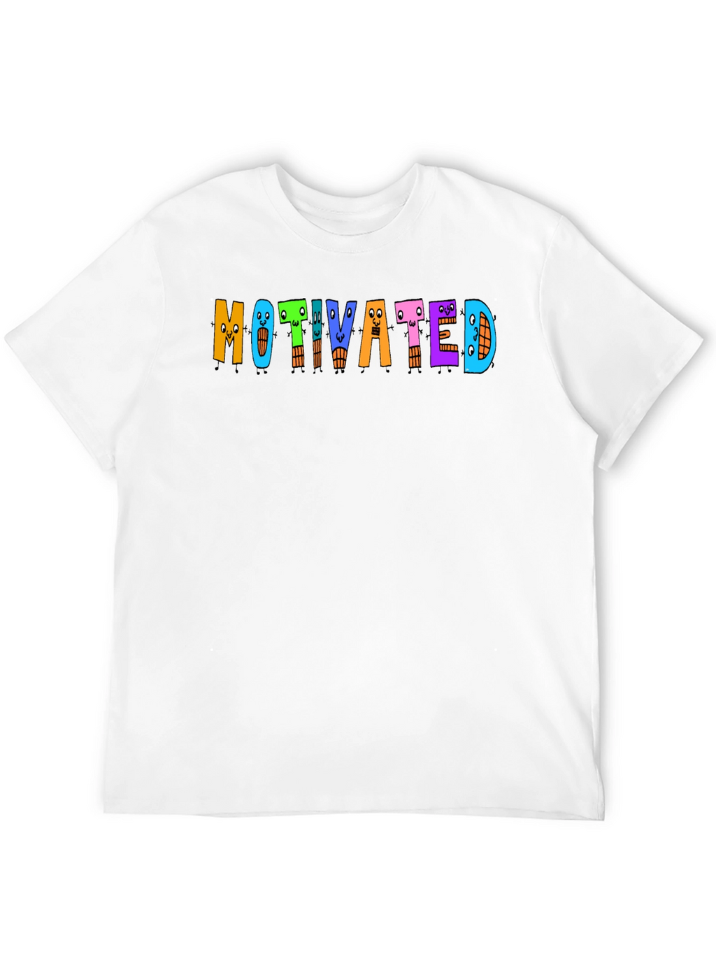 Motivated Cartoon Letter T-Shirt - Black