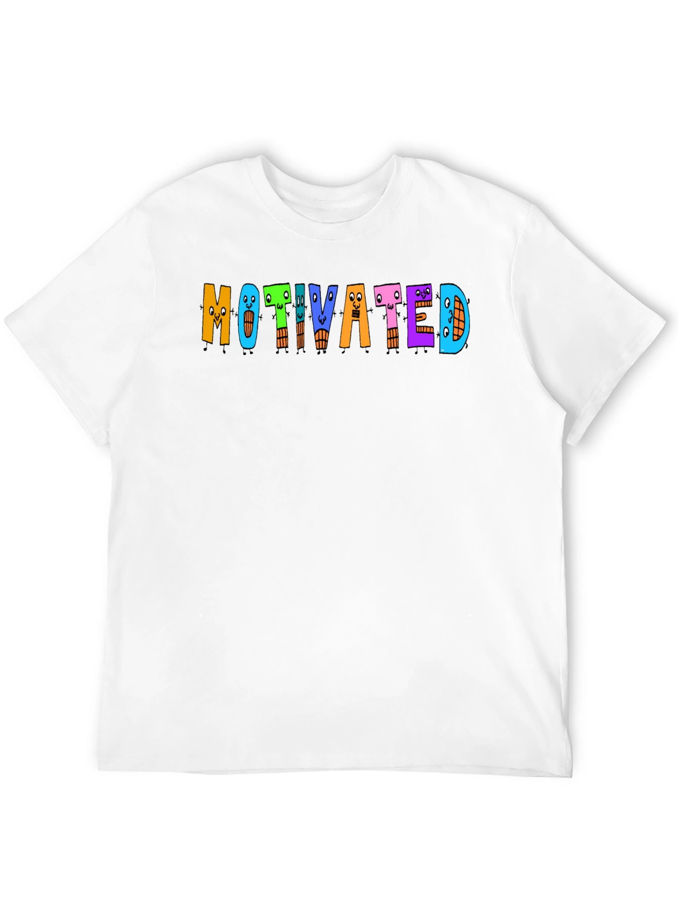 Motivated Cartoon Letter T-Shirt - Black
