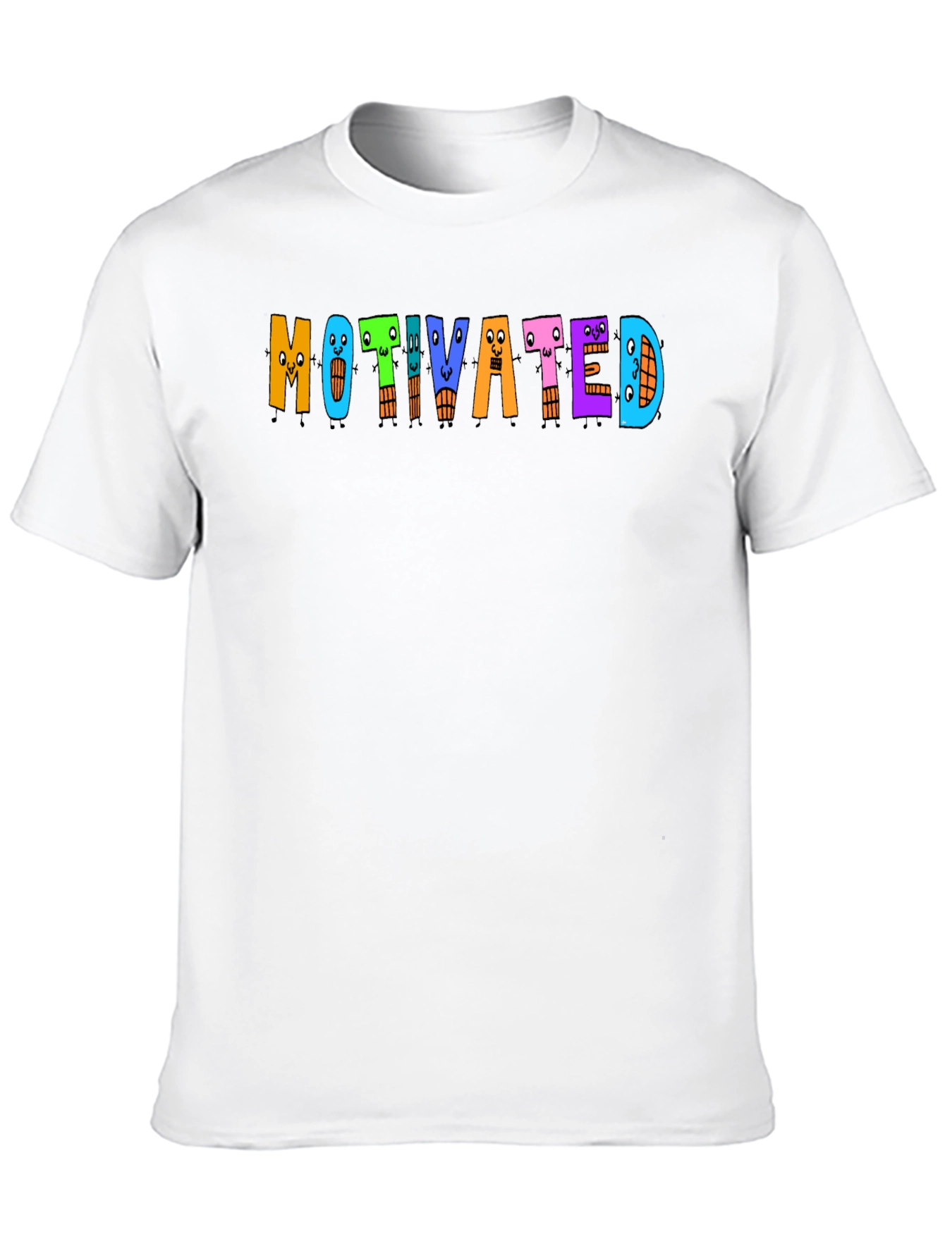 Motivated Cartoon Letter T-Shirt - Black