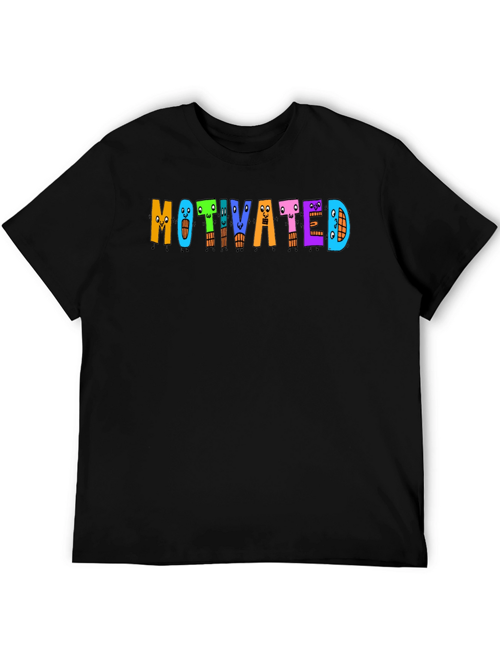 Motivated Cartoon Letter T-Shirt - Black