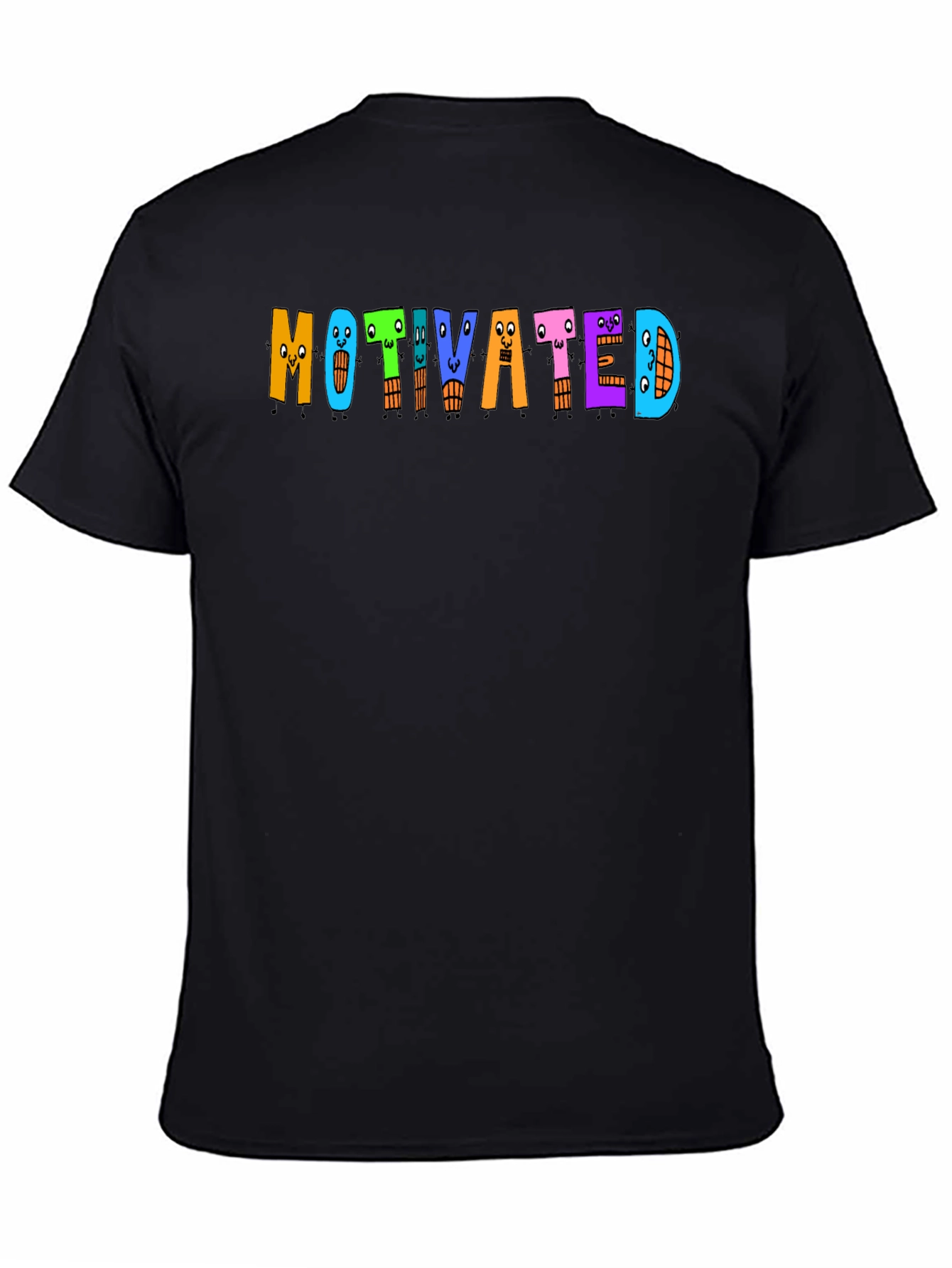 Motivated Cartoon Letter T-Shirt - Black