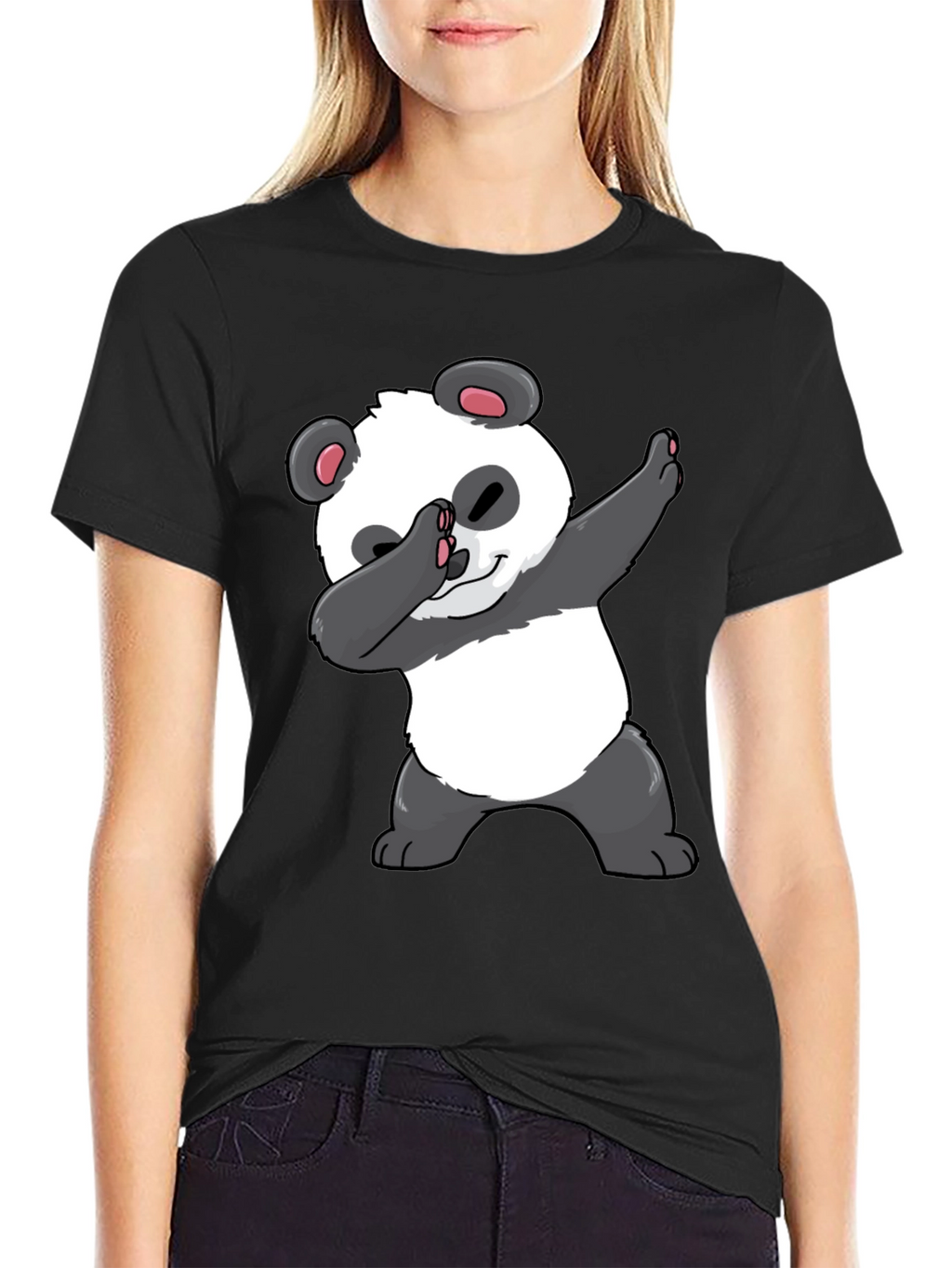 Dabbing Panda Graphic Tee - Black Casual T-Shirt