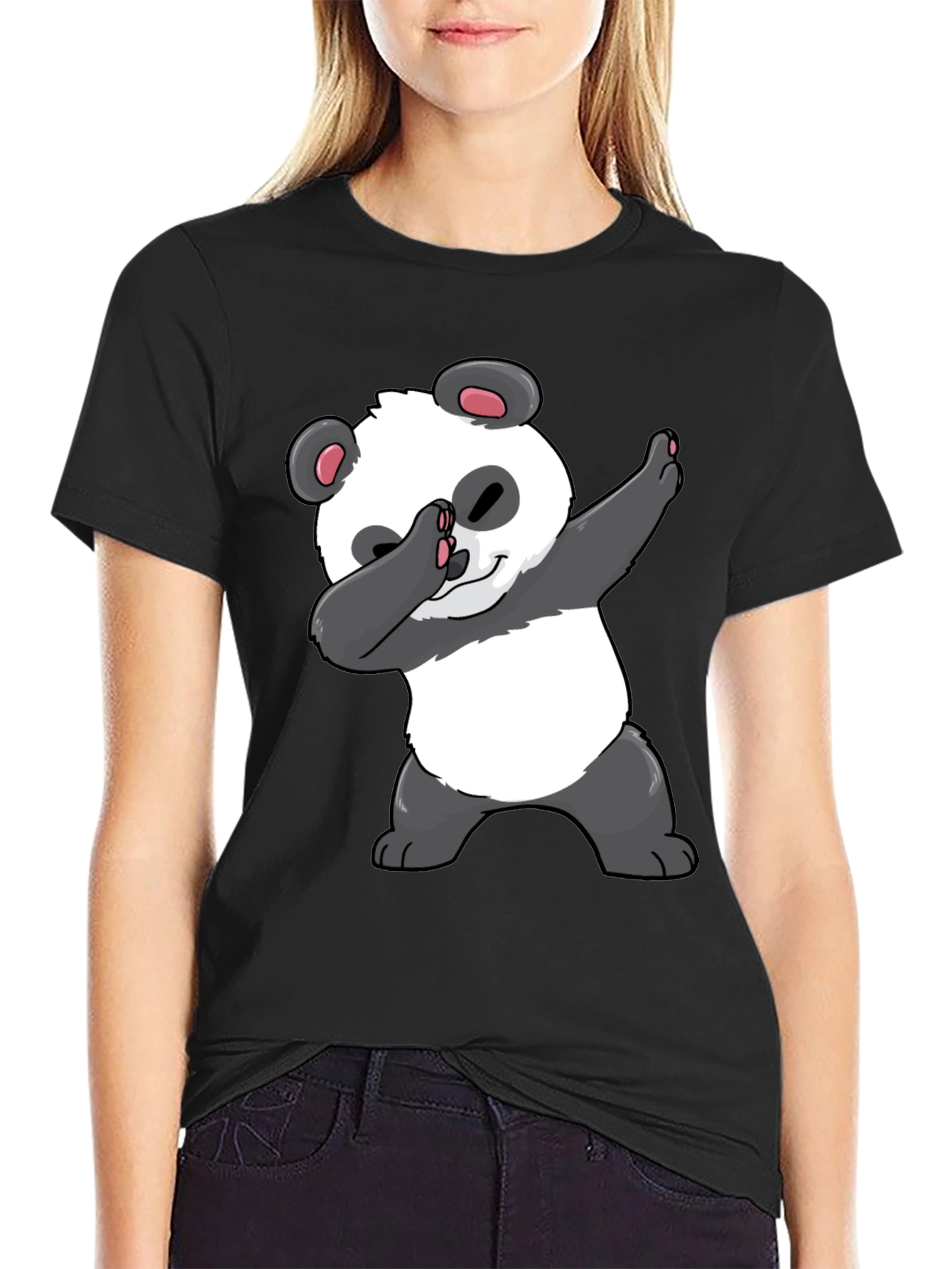 Dabbing Panda Graphic Tee - Black Casual T-Shirt