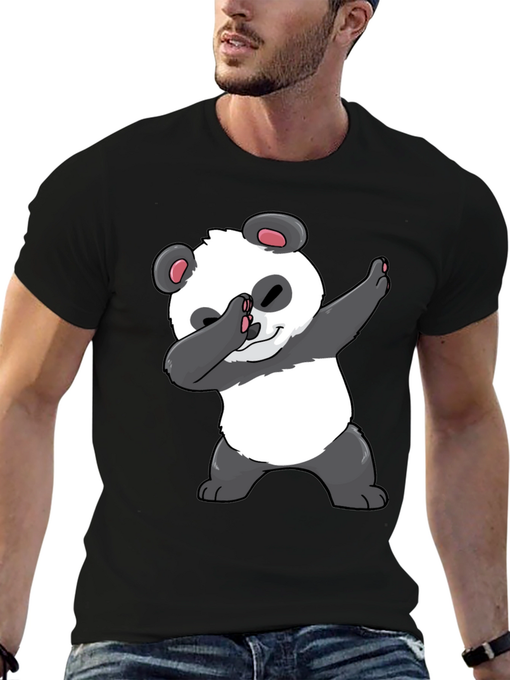 Dabbing Panda Graphic Tee - Black Casual T-Shirt