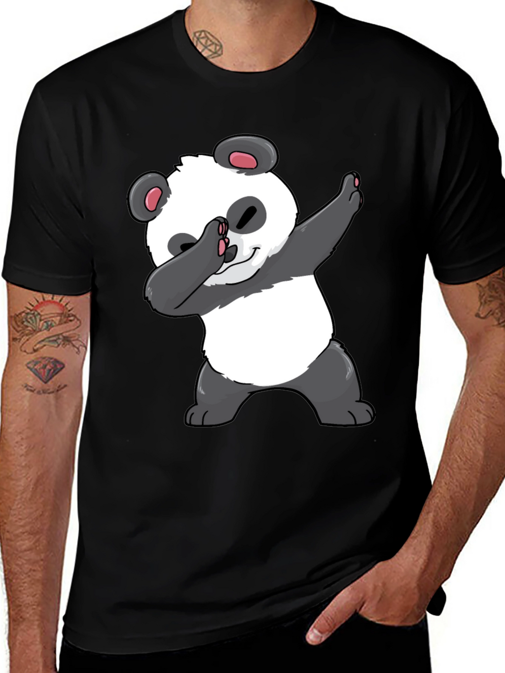 Dabbing Panda Graphic Tee - Black Casual T-Shirt