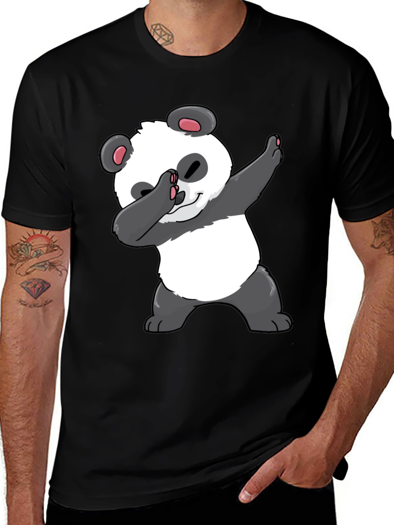 Dabbing Panda Graphic Tee - Black Casual T-Shirt