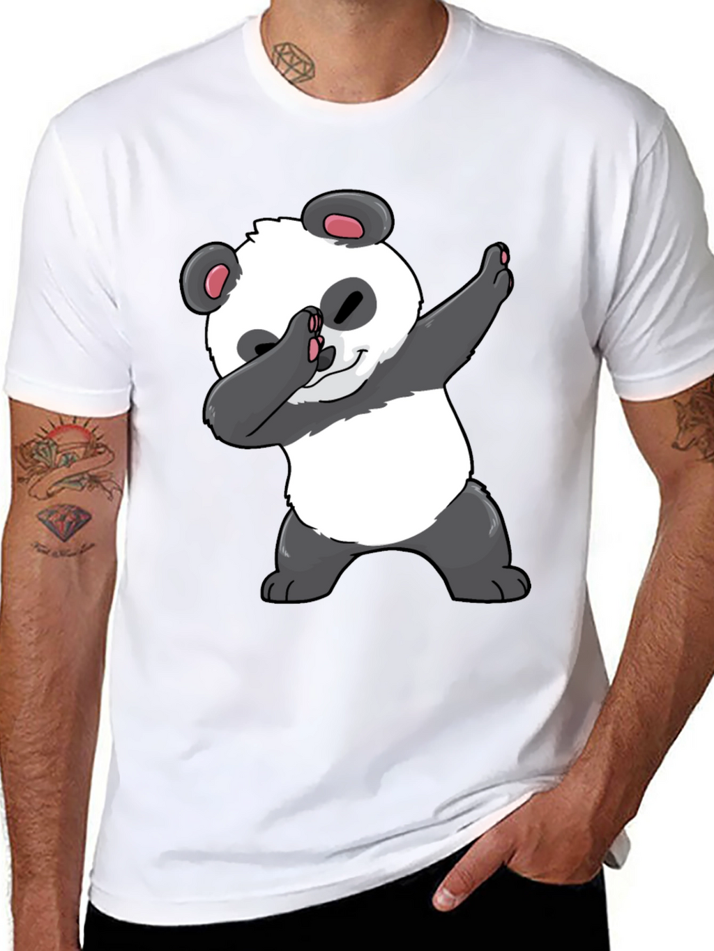 Dabbing Panda Graphic Tee - Black Casual T-Shirt