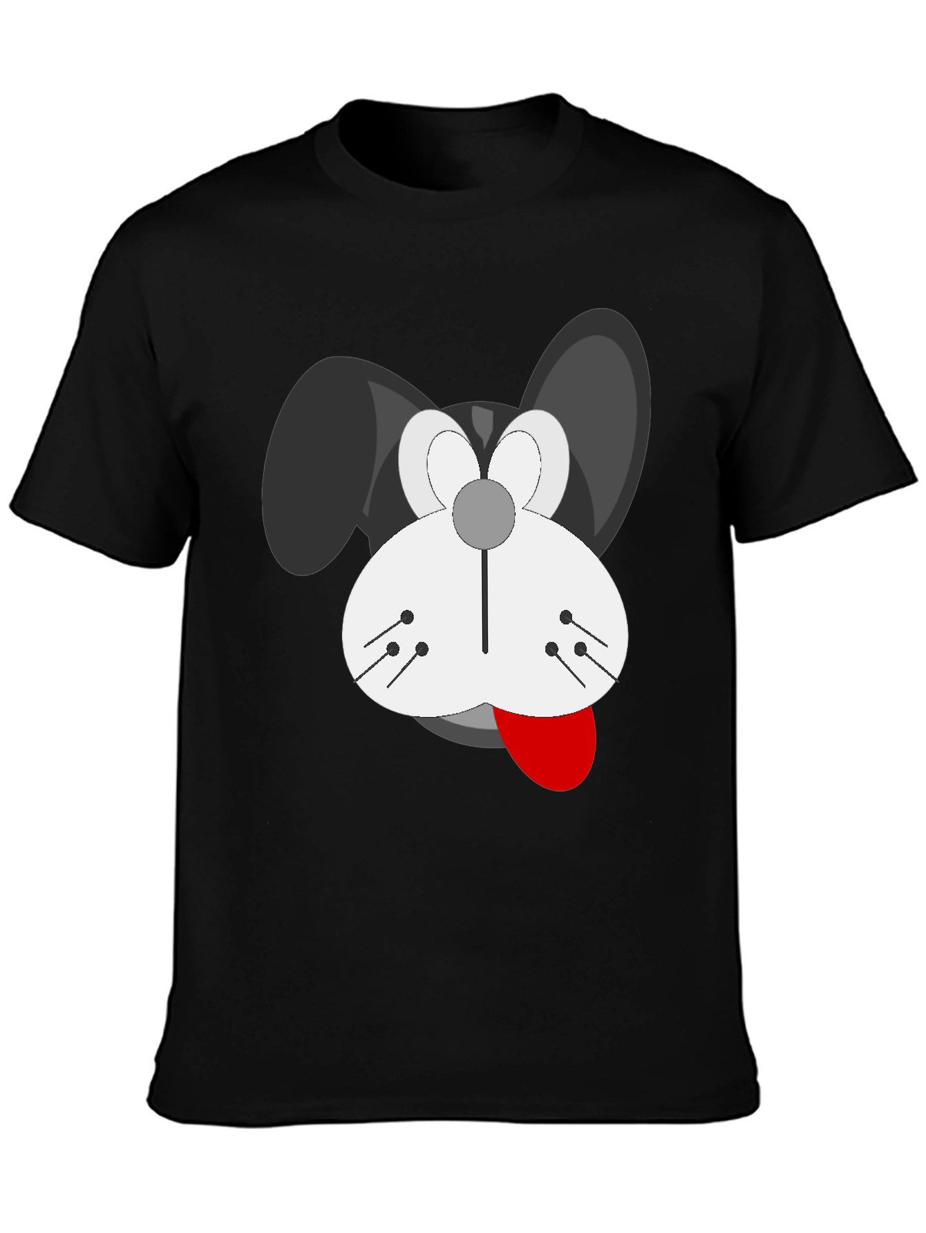 Cartoon Dog Graphic T-Shirt - Black