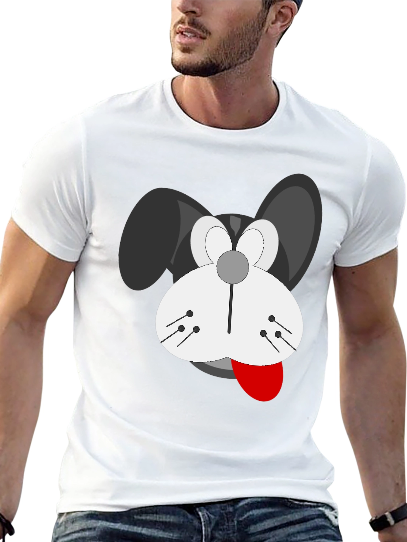Cartoon Dog Graphic T-Shirt - Black
