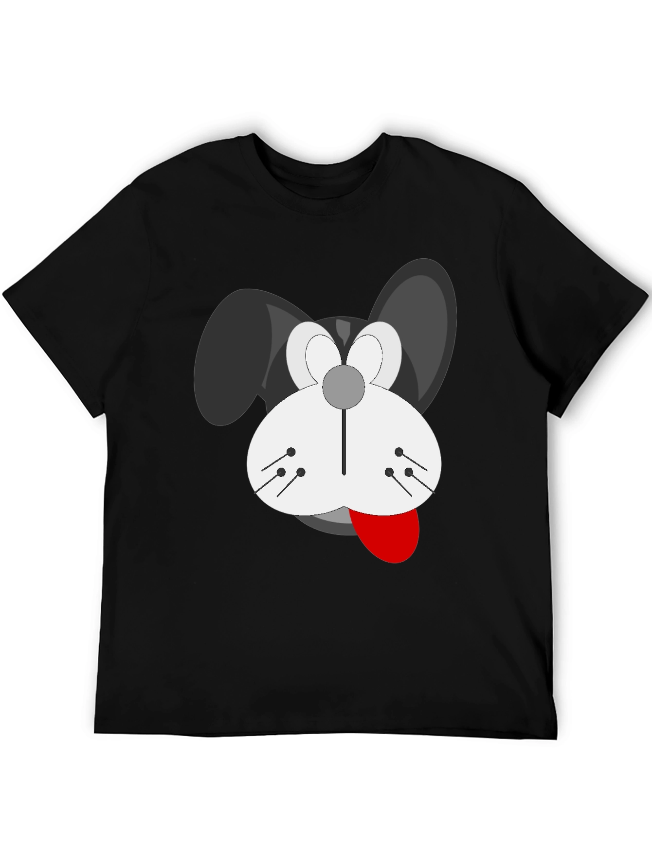 Cartoon Dog Graphic T-Shirt - Black
