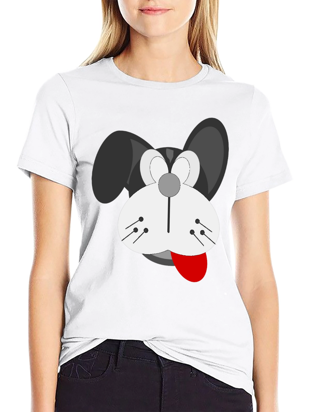 Cartoon Dog Graphic T-Shirt - Black