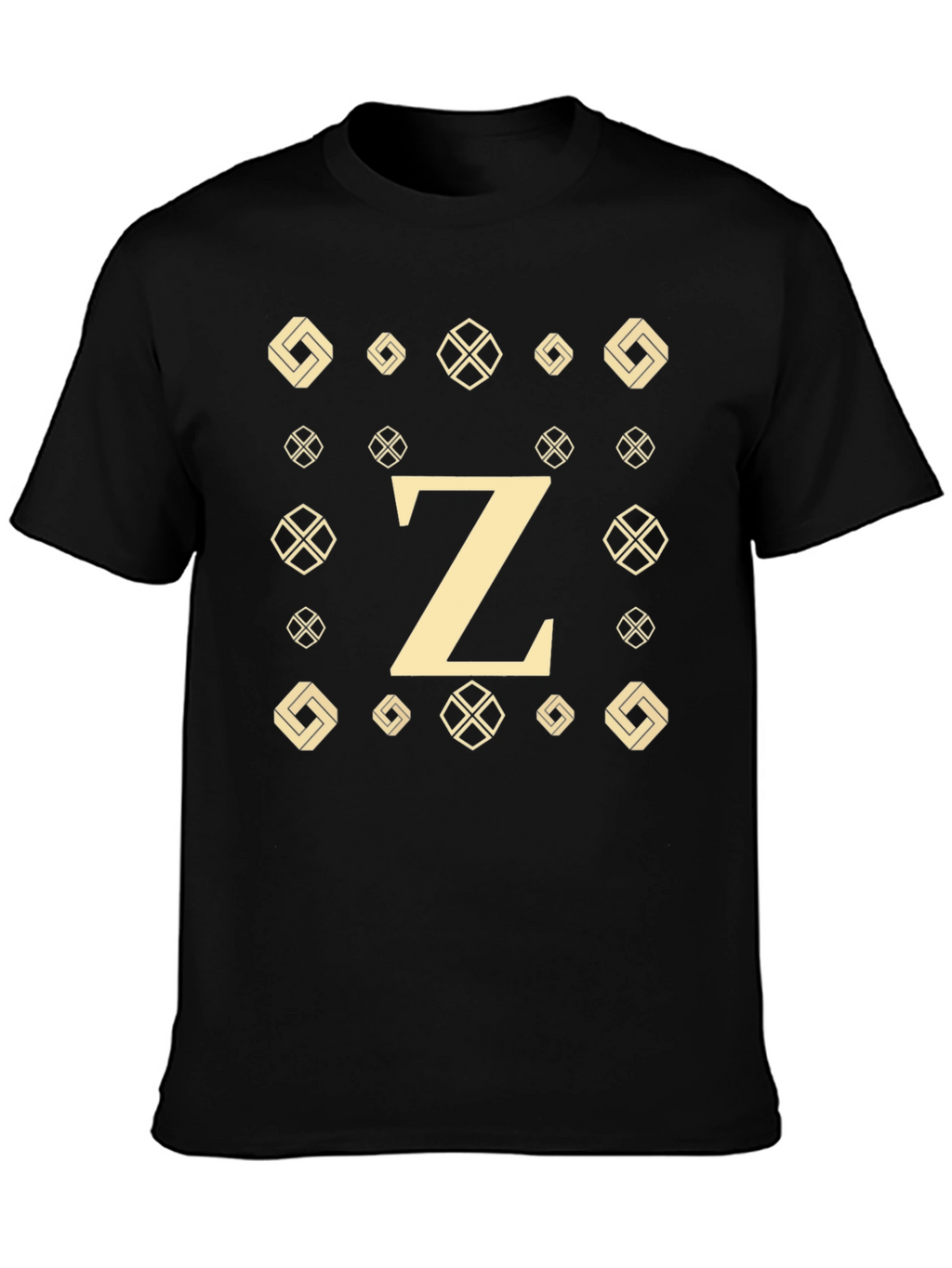 Initial Z Patterned Graphic Tee - Black