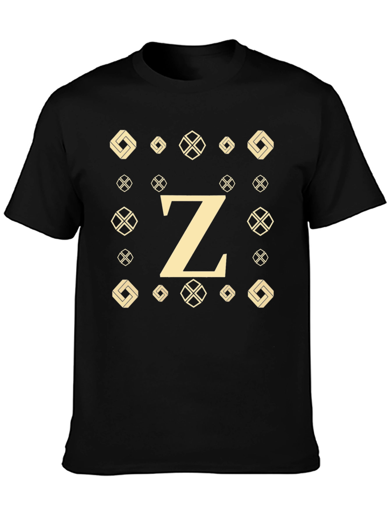 Initial Z Patterned Graphic Tee - Black