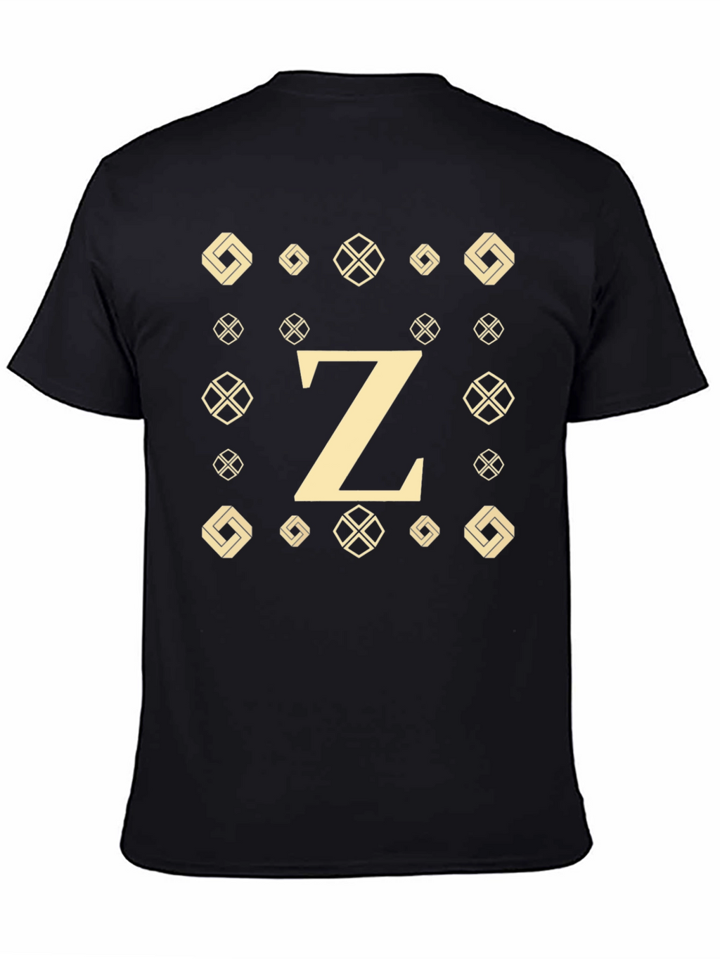 Initial Z Patterned Graphic Tee - Black