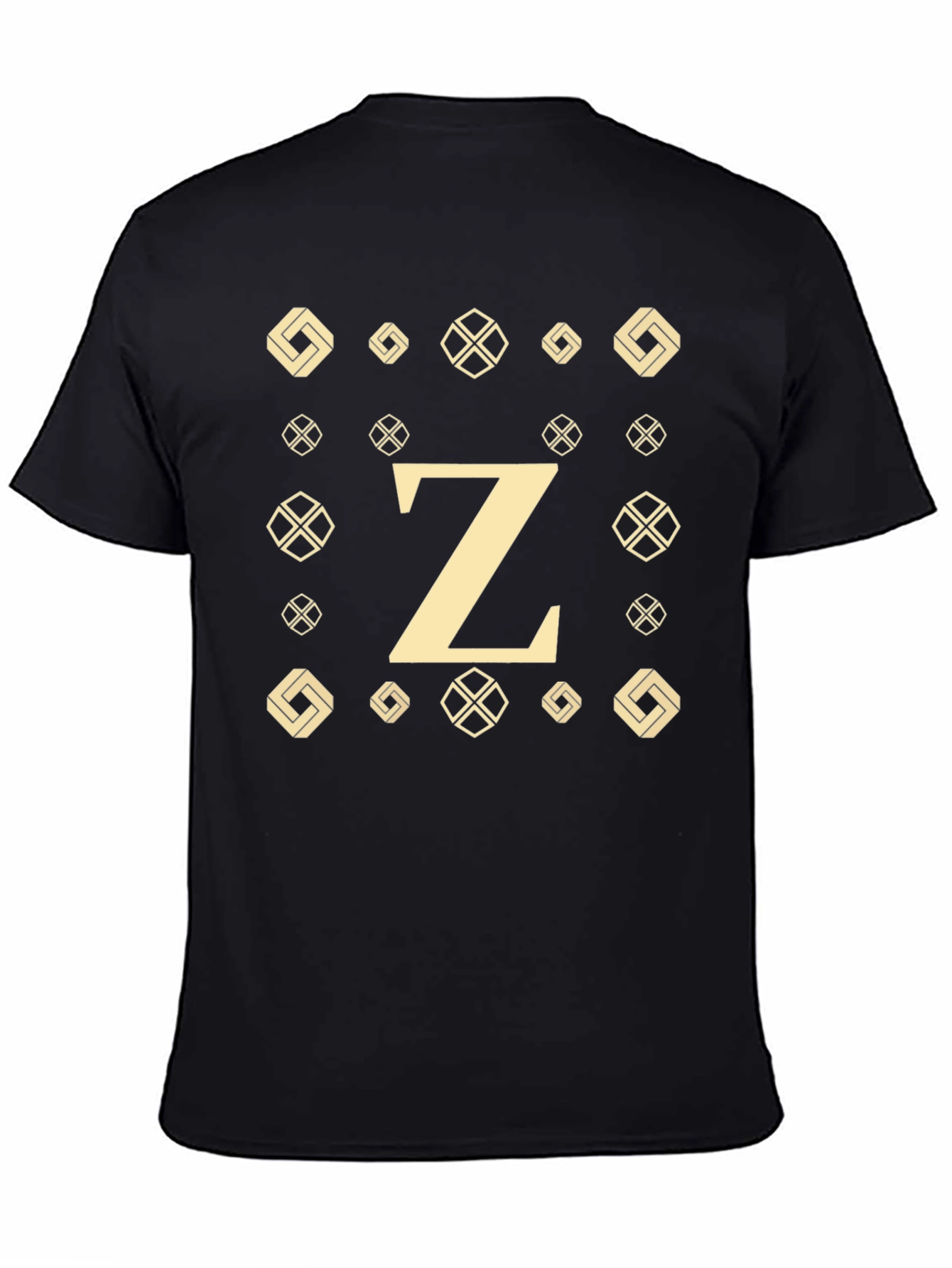 Initial Z Patterned Graphic Tee - Black