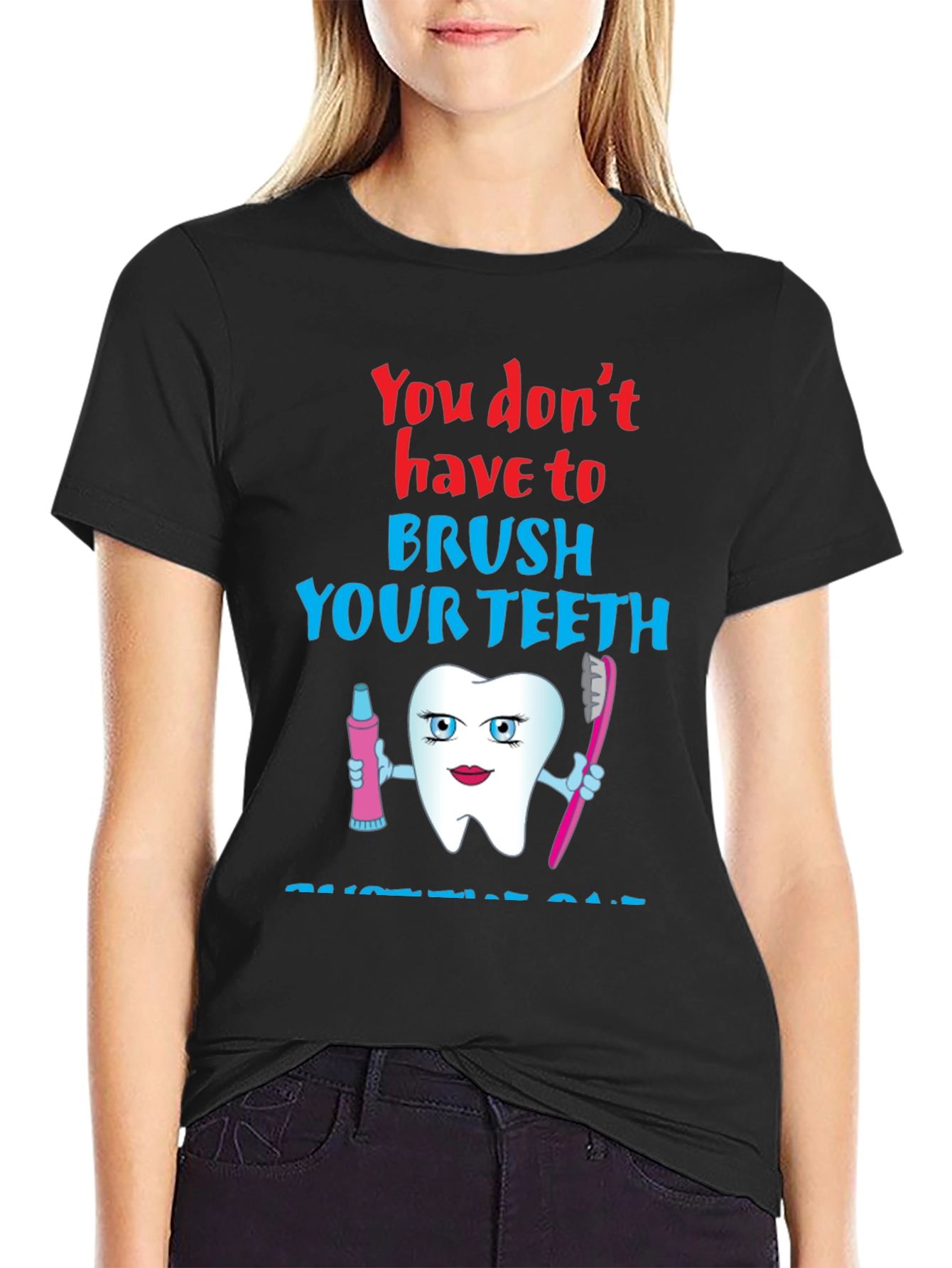 Funny Dental Humor T-Shirt - Brush Your Teeth Cartoon
