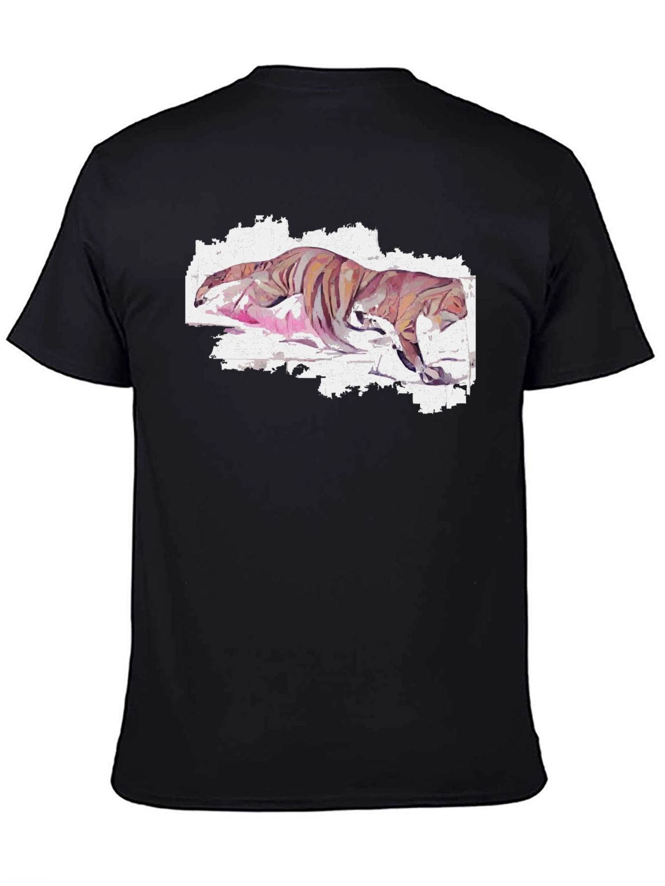 Watercolor Tiger Graphic Tee - Black Cotton Comfort