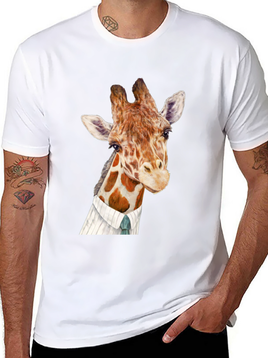 Giraffe in Suit Graphic T-Shirt