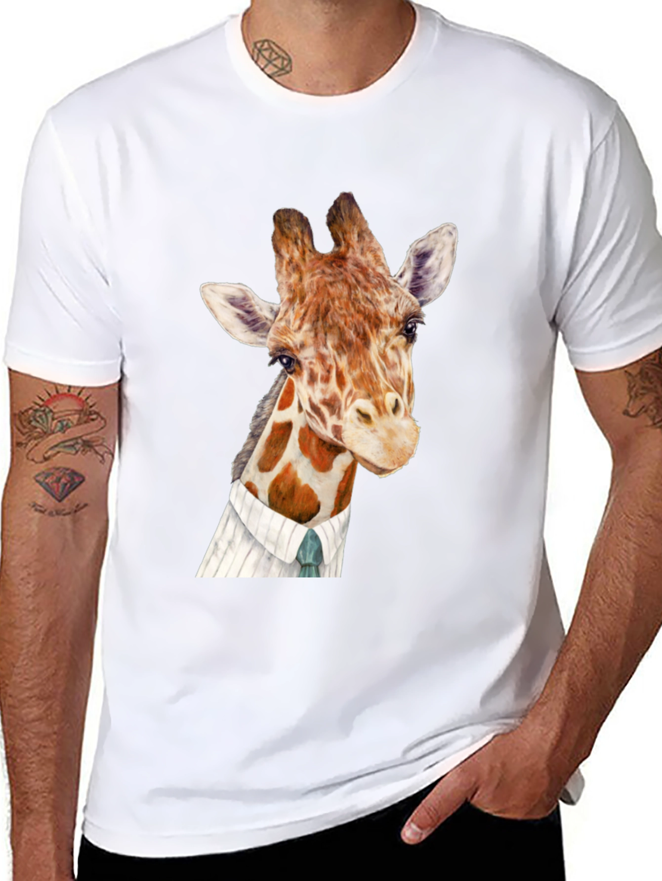 Giraffe in Suit Graphic T-Shirt