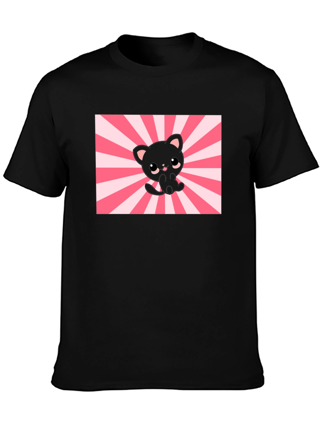 Cute Kawaii Cat T-Shirt - Black