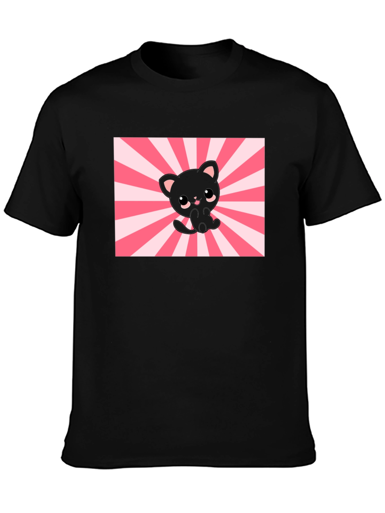 Cute Kawaii Cat T-Shirt - Black