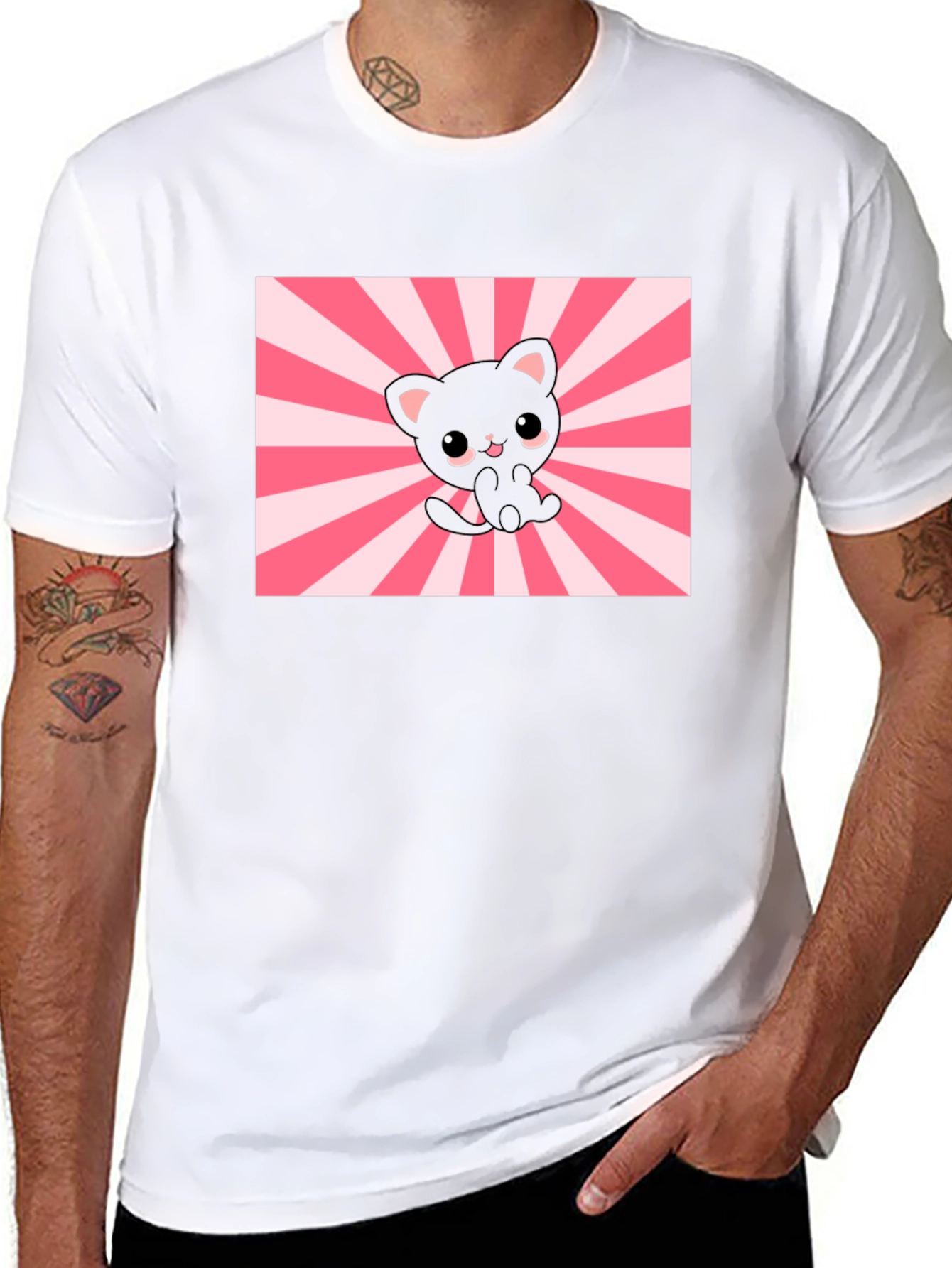 Cute Kawaii Cat T-Shirt - Black